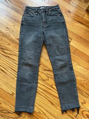 Good American High-Rise Washed Black Slim Straight Jeans 0/25